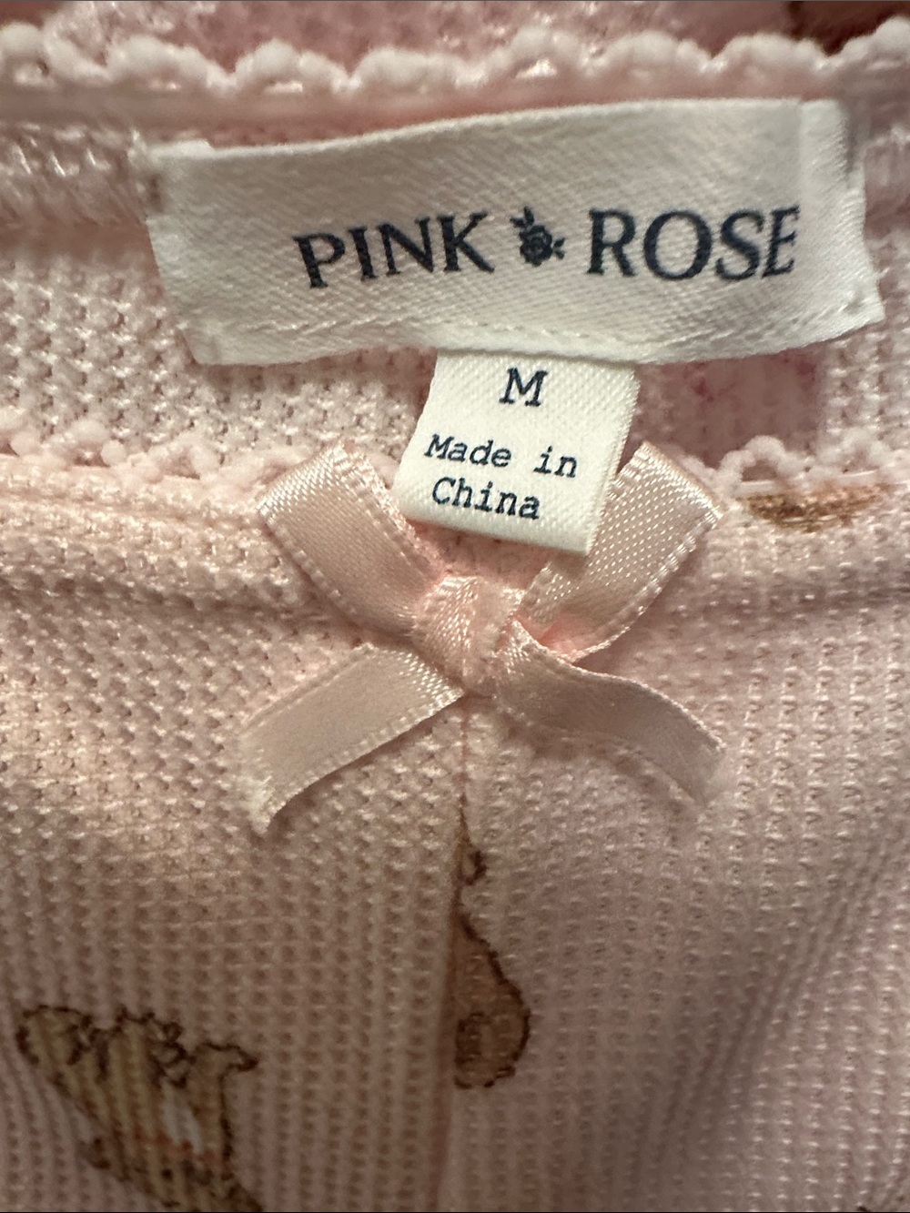 Pink Rose Light Pink Puppy Pajama Set Crop Top Size M - Picture 3 of 8
